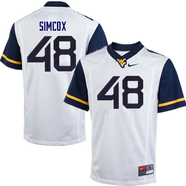 NCAA Men's Skyler Simcox West Virginia Mountaineers White #48 Nike Stitched Football College Authentic Jersey JI23V56DX